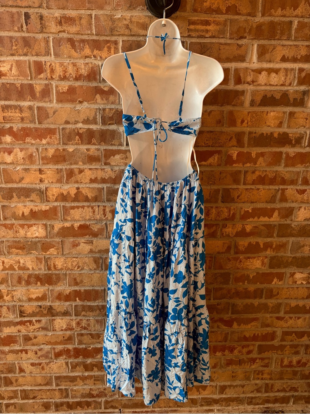 Blue Floral Cutout Maxi Dress - Picture 6 of 10